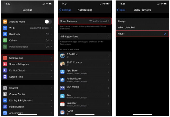 How to Hide Notification Preview on iPhone Lock Screen